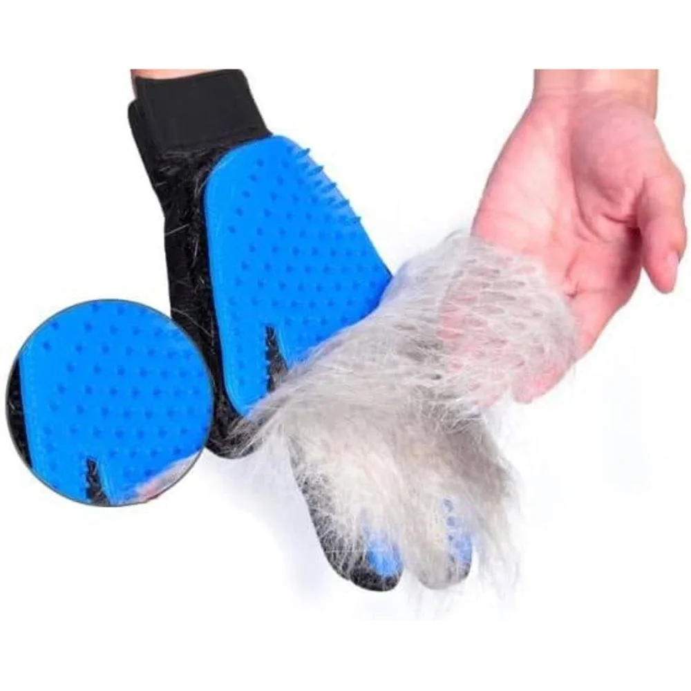 Pet Grooming Glove‎ Deshedding Brush Pair Silicone Massage Mitts for Dogs Cats